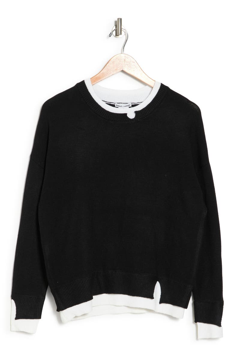 Sweet Romeo Double Layer Trim Sweater, Alternate, color,