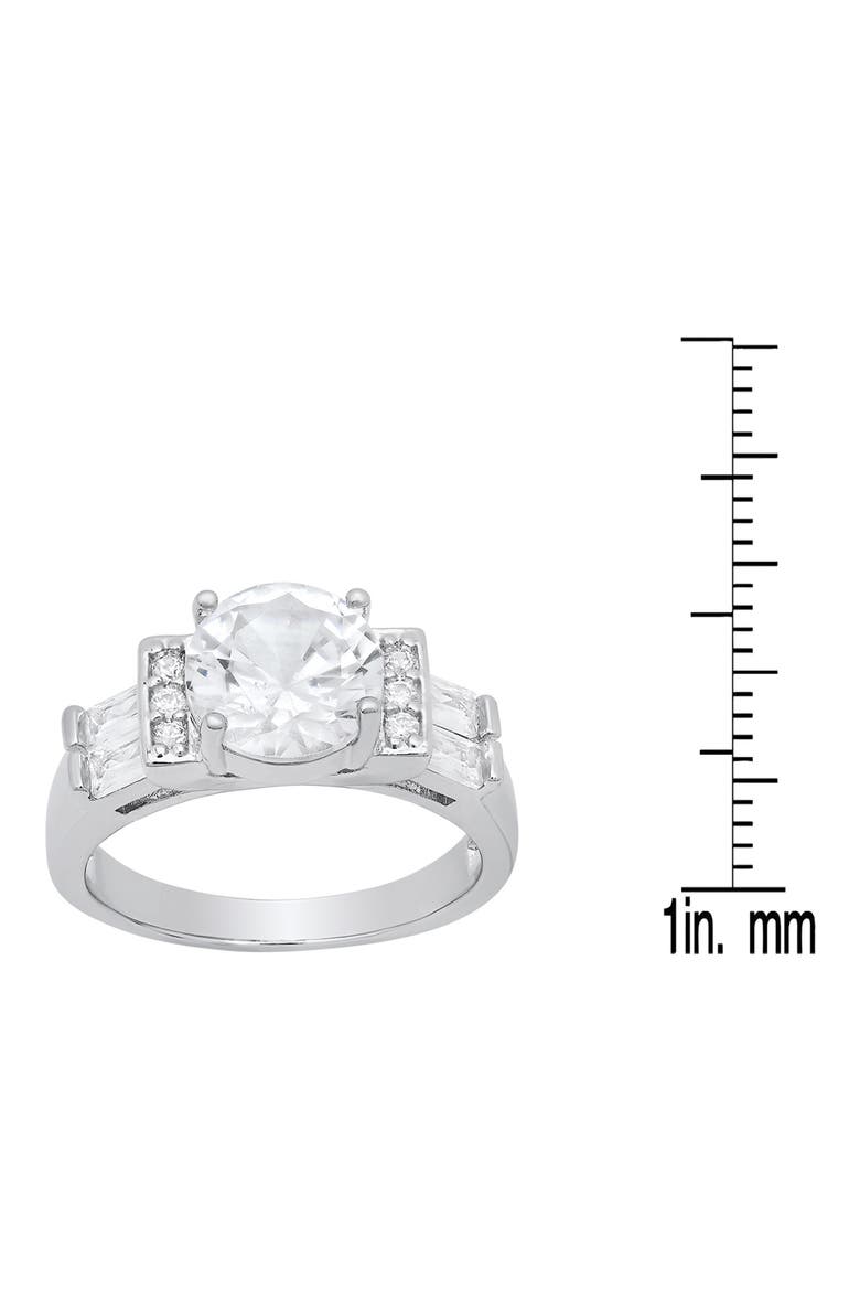 Round Cubic Zirconia Engagement Ring, Alternate, color, SILVER