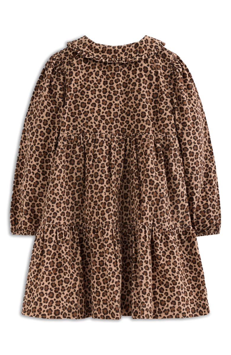 Mini Boden Kids' Leopard Print Long Sleeve Corduroy Dress, Alternate, color, Leopard