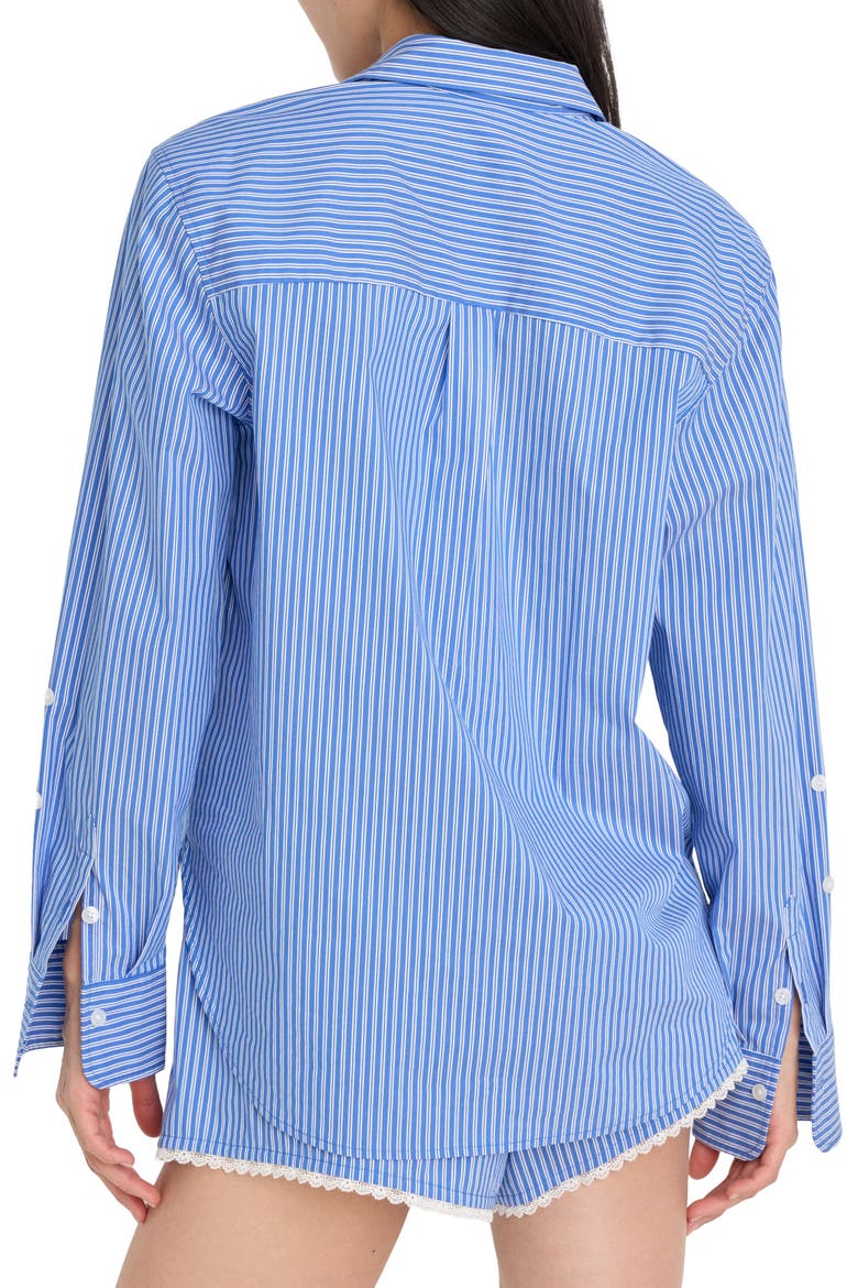 Classic Boxy Poplin Button-Up Shirt, Alternate, color, BLUE WHITE STRIPE