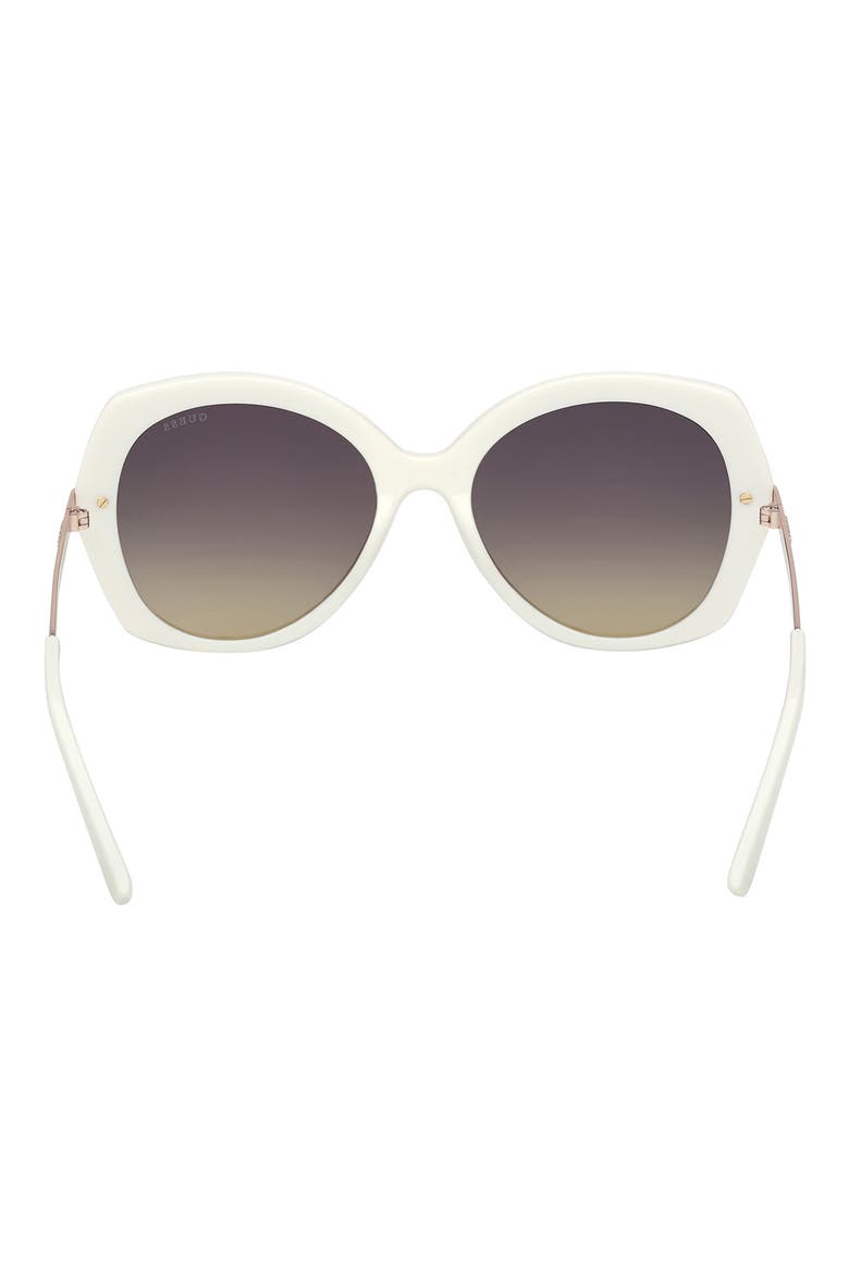 Round Sunglasses, Alternate, color, WHITE / GRADIENT SMOKE