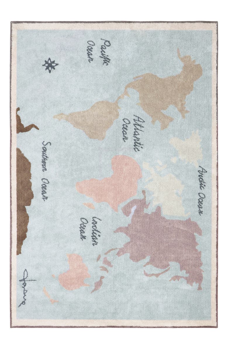 Lorena Canals Vintage Map Washable Cotton Blend Rug, Main, color,