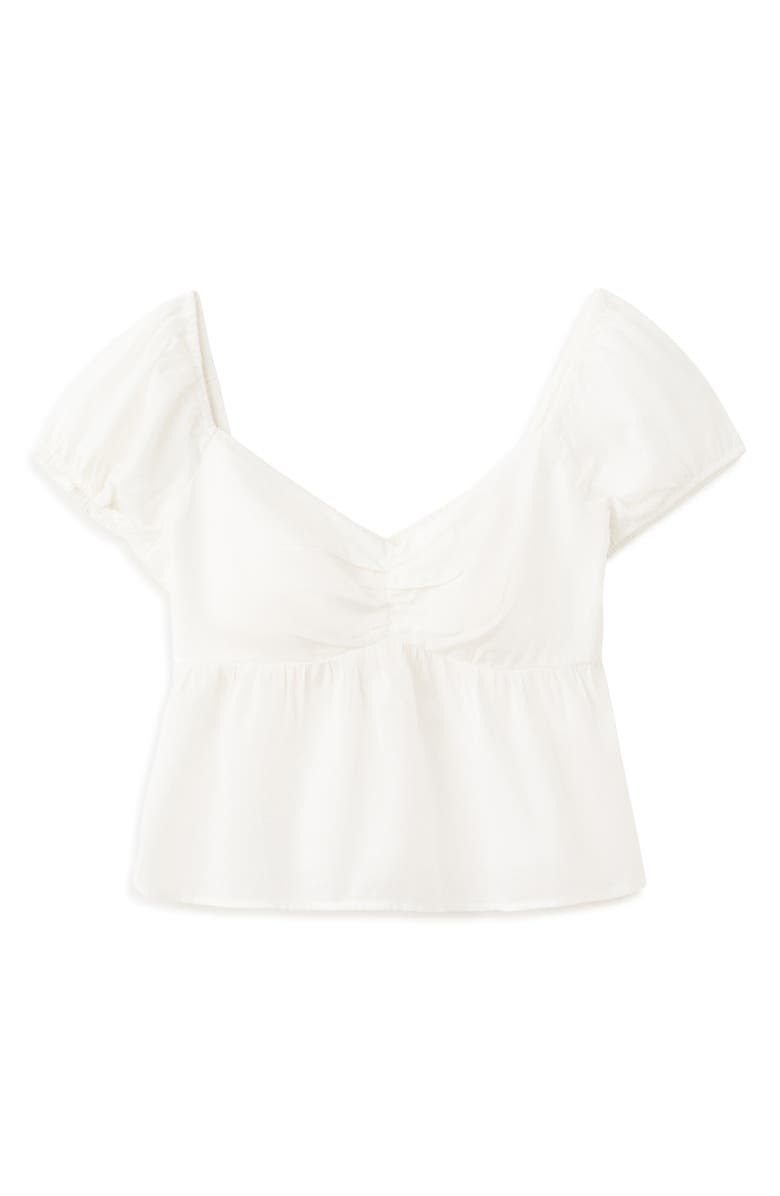 MANGO TEEN Puff Sleeve Cotton Crop Top, Alternate, color,