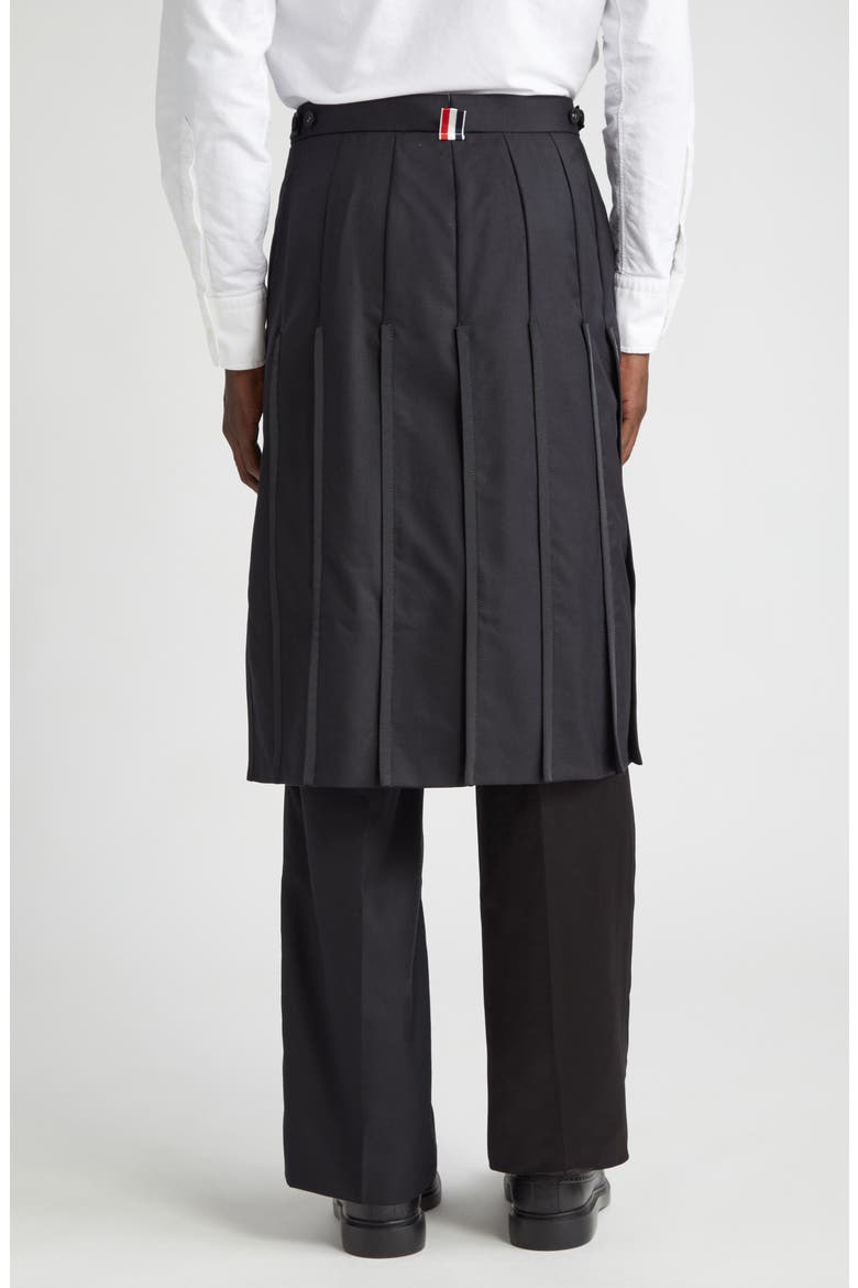 Collage Pleated Wool Trouser Skirt, Alternate, color, BLACK