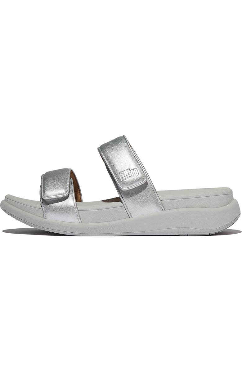FitFlop F-Mode Go Adjustable Platform Slide Sandal, Alternate, color, Silver
