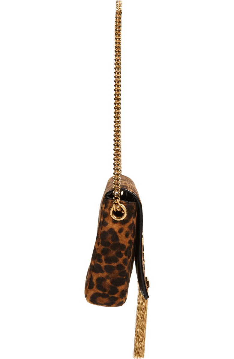 Saint Laurent Kate Leopard Print Calfskin Baguette Bag, Alternate, color,