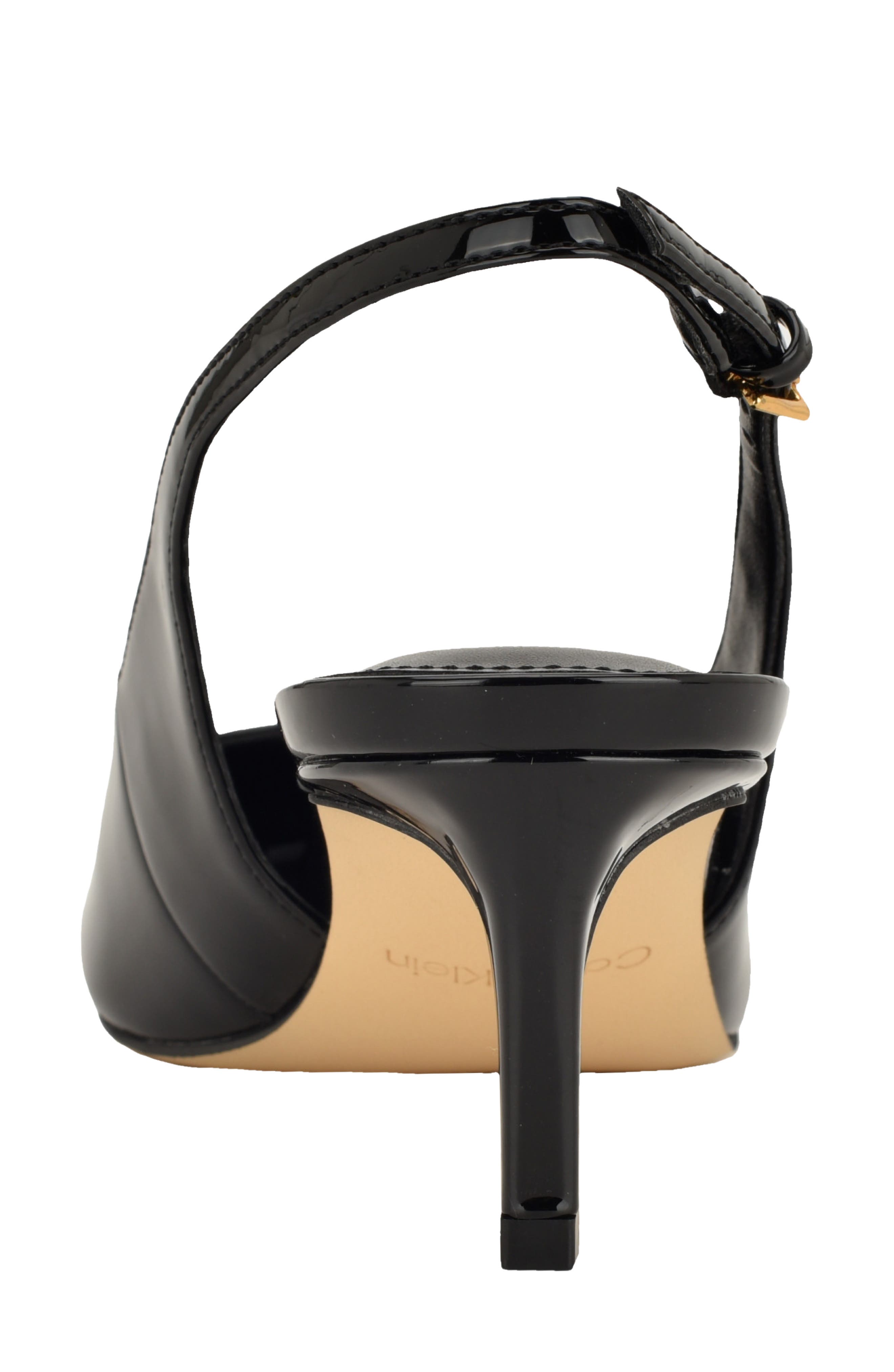 Calvin Klein Sorena Slingback Kitten Heel Pump, Alternate, color, Black Patent