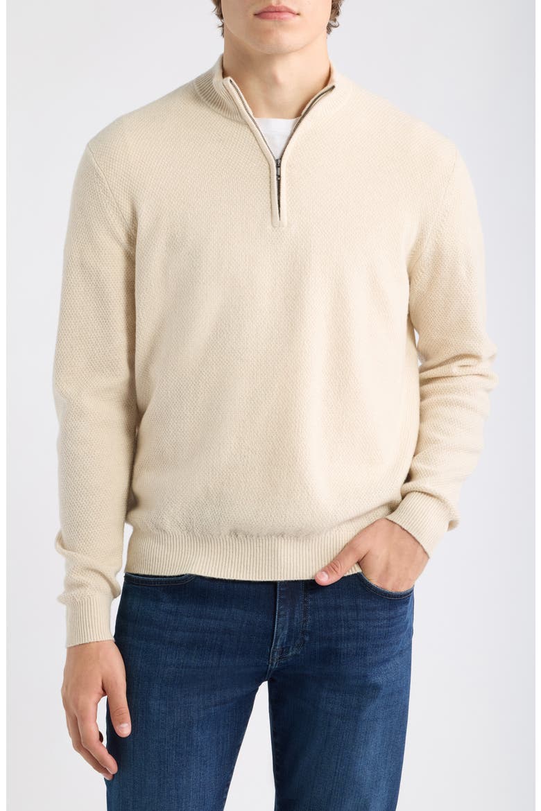 Crescent Texture Quarter Zip Sweater, Main, color, SANDSTONE