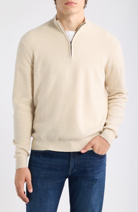 Crescent Texture Quarter Zip Sweater