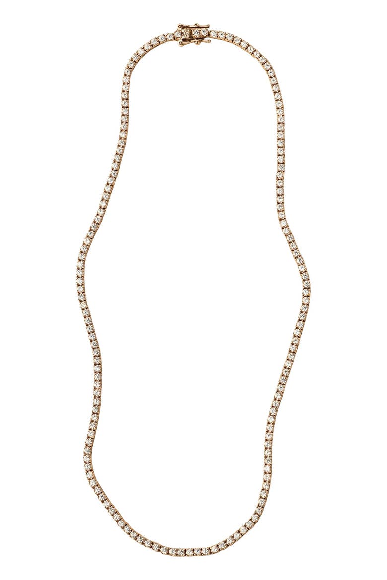 CZ Prong-Set Tennis Necklace, Main, color, Gold Vermeil