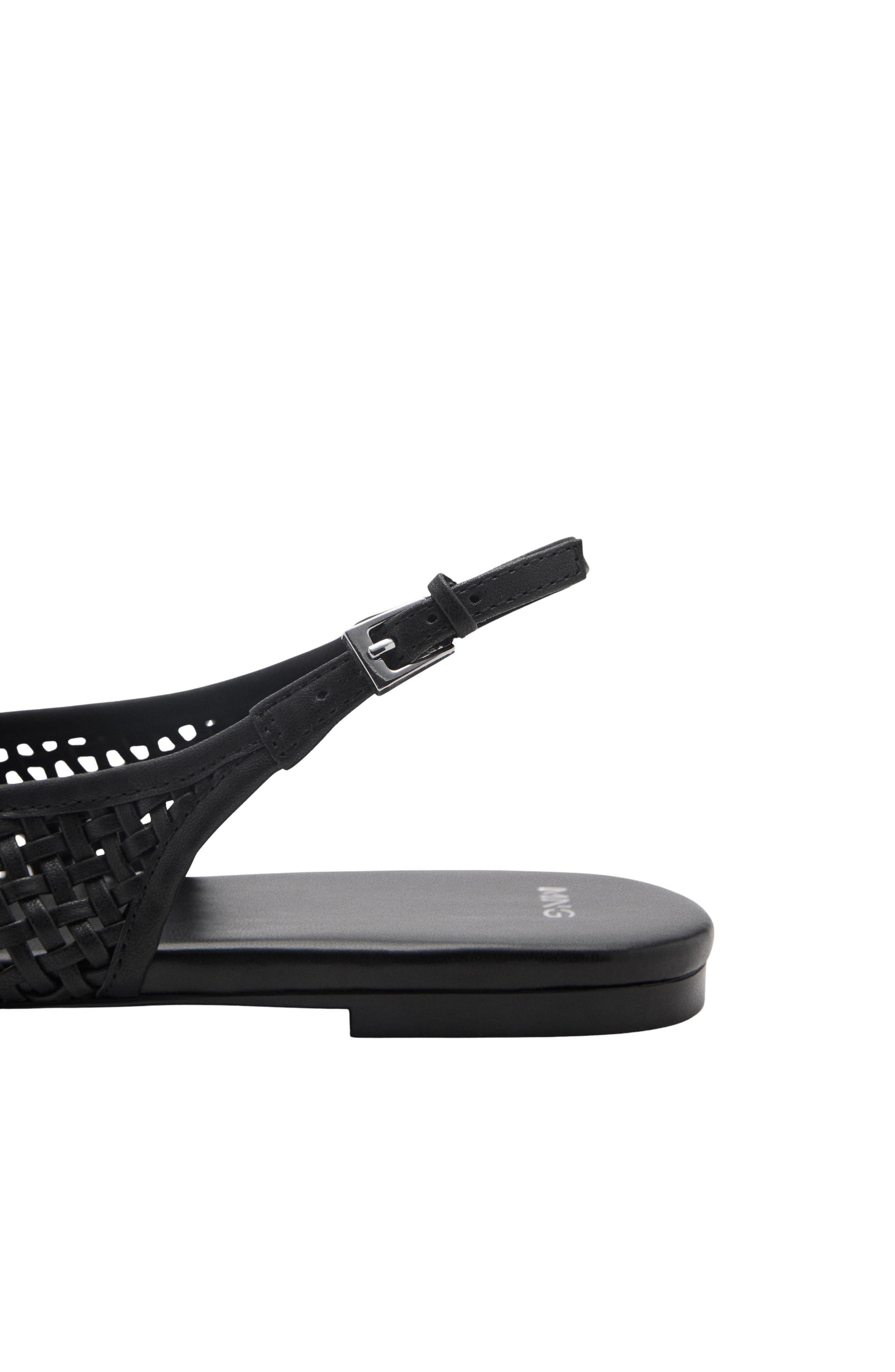 MANGO Braided Faux Leather Slingback Flat, Alternate, color, Black