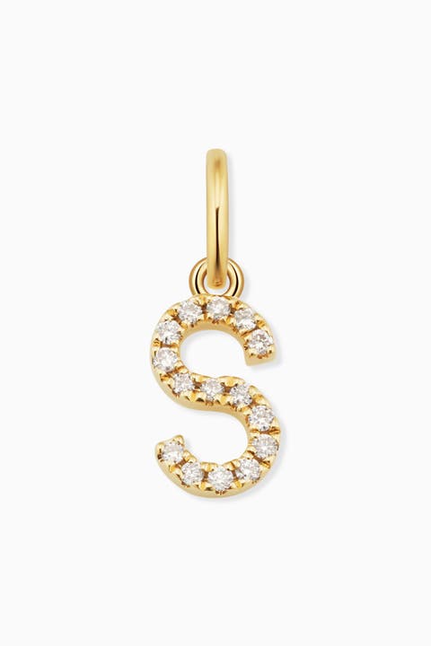14K Gold My Letter Diamond Pendant Charm