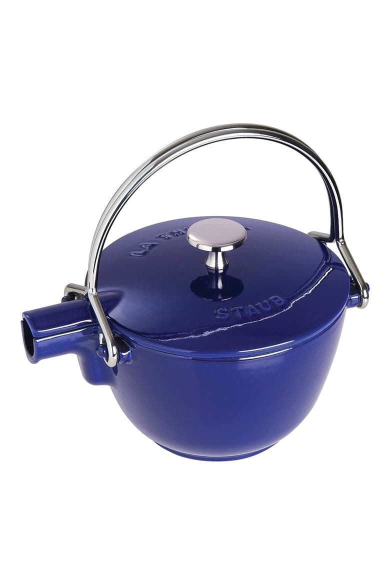 1-Quart Enameled Cast Iron Tea Kettle, Main, color, DARK BLUE