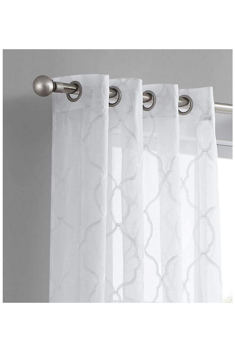 Set of 4 Print Sheer Curtain Panels, Alternate, color, WHITE