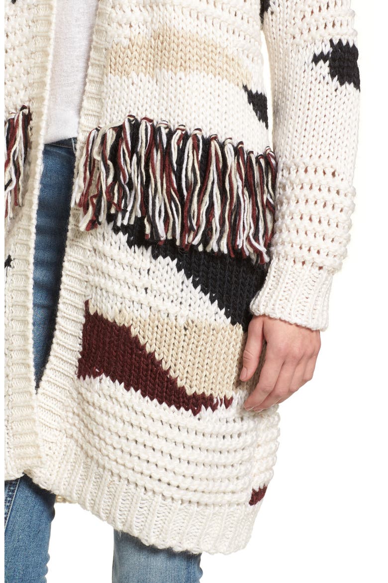 Chunky Fringe Cardigan, Alternate, color, PLUM