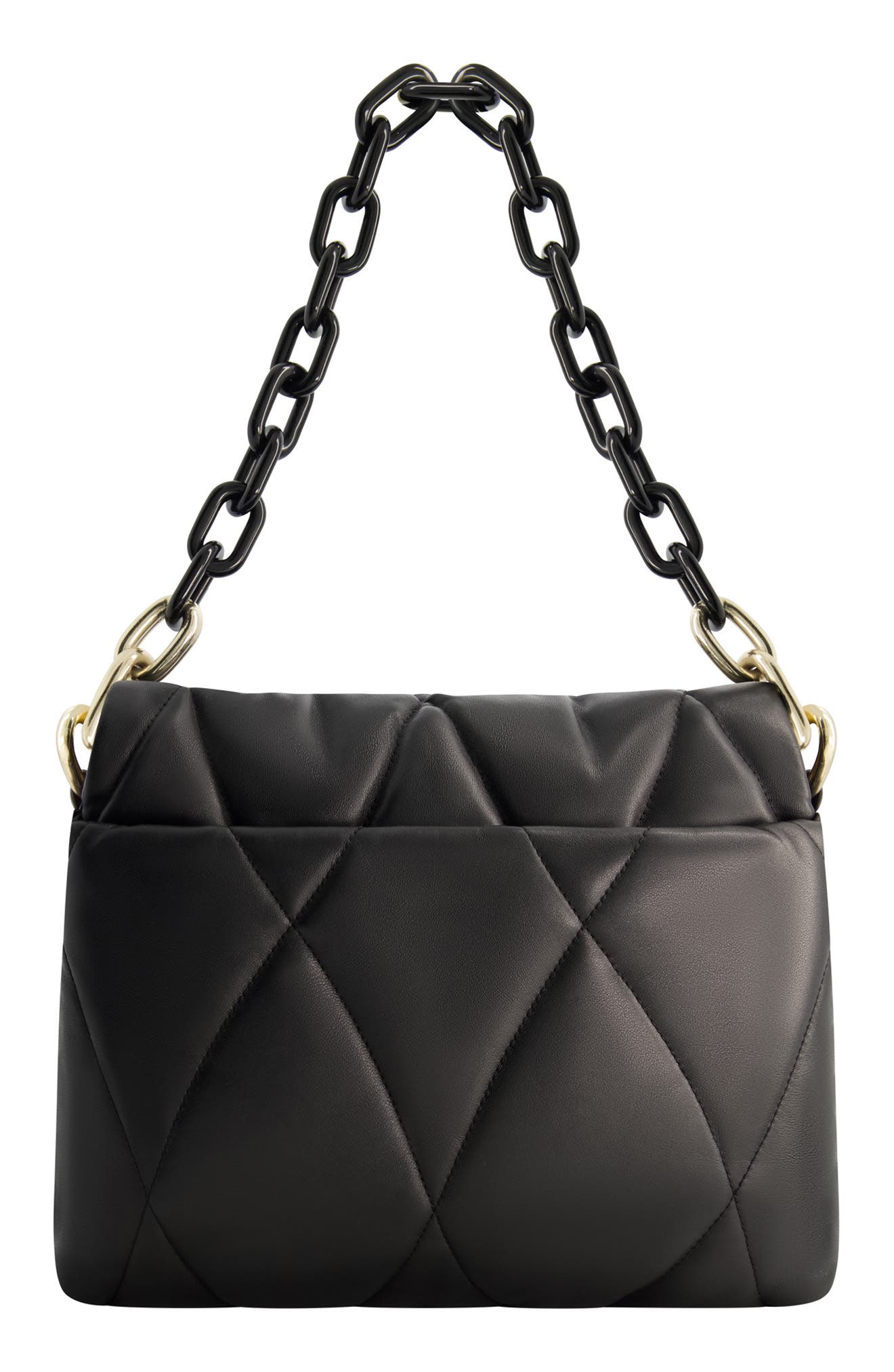 Quilted Chain Shoulder Bag, Alternate, color, BLACK
