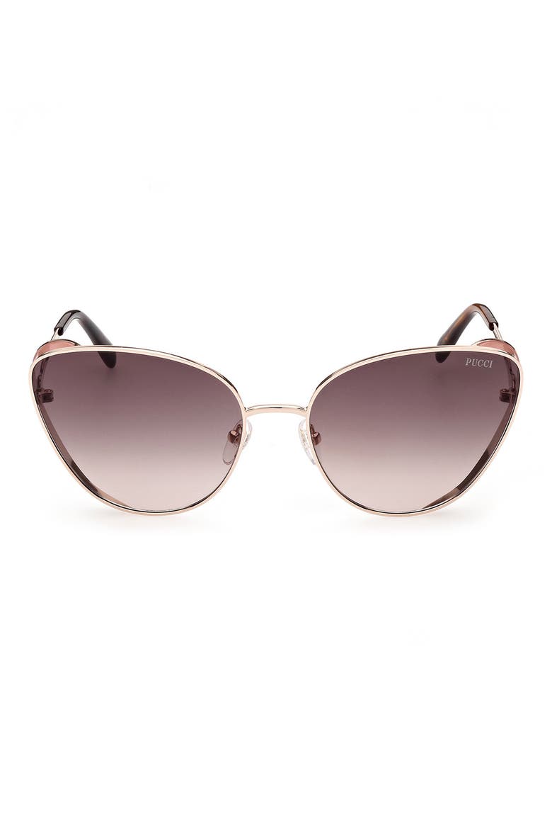 61mm Cat Eye Gradient Lens Sunglasses, Main, color, ROSE GOLD/ GRADIENT SMOKE