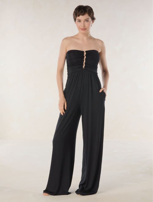 CARMEN MARC VALVO CARMEN MARC VALVO RUCHED BEADED JUMPSUIT COVER UP