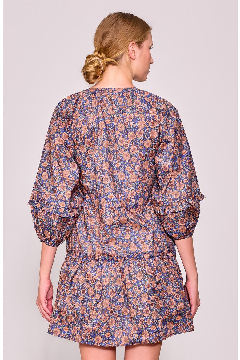 Print Poplin Babydoll Dress, Alternate, color, DUSK/ MOCHA