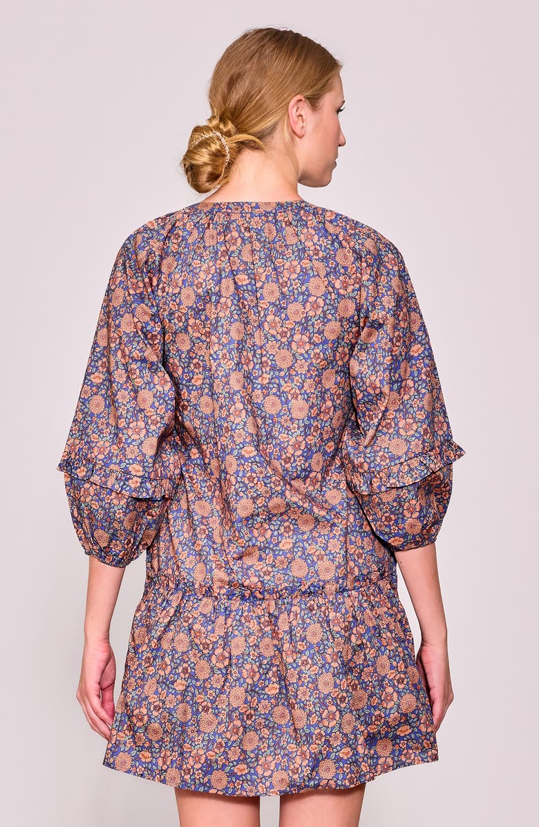 MELLODAY Print Poplin Babydoll Dress, Alternate, color, Dusk/ Mocha