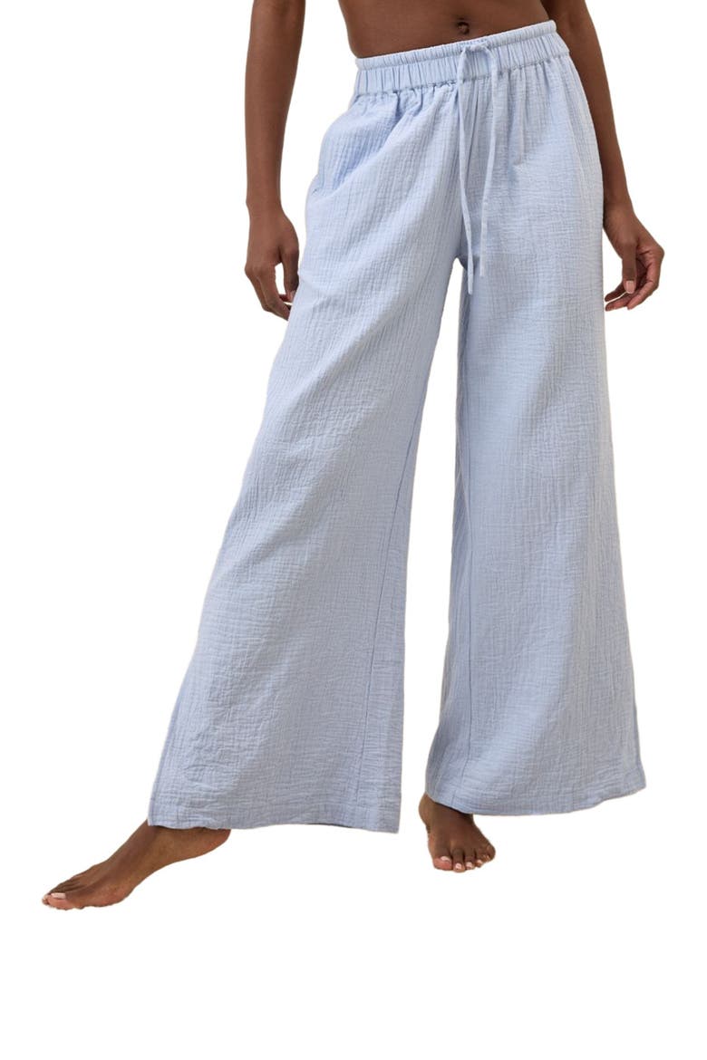 Organic Cotton Coastal Double Gauze Split Hem Pant, Alternate, color, Cornflower Blue