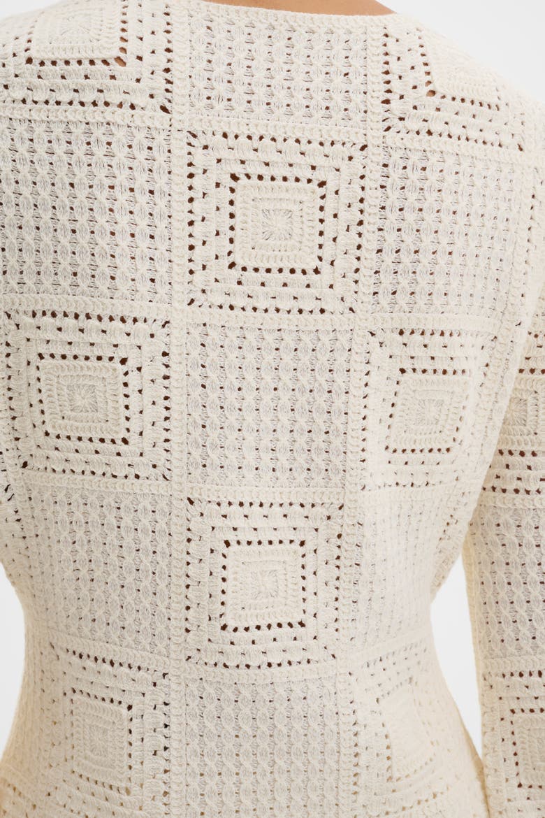 Mirella Fitted Crochet Cardigan, Alternate, color, Vanilla