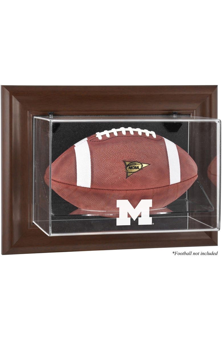 FANATICS AUTHENTIC Michigan Wolverines Brown Framed Wall-Mountable Football Display Case, Main, color, 