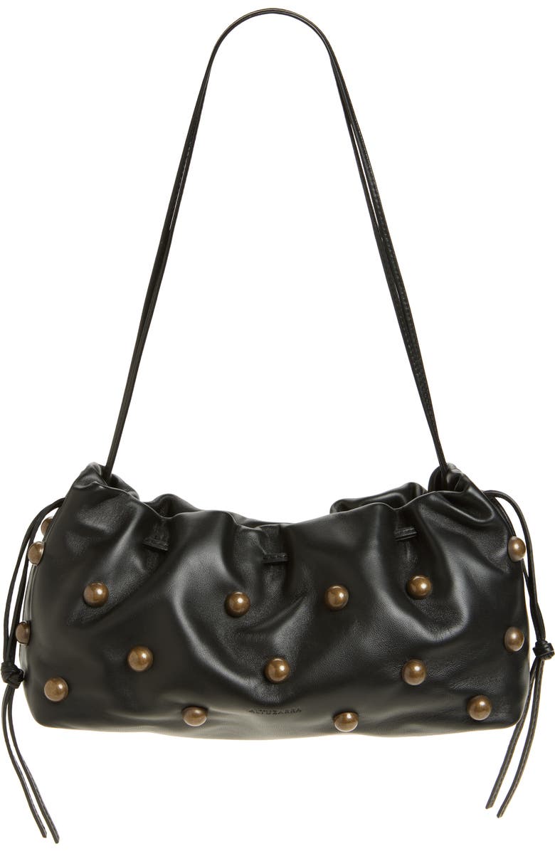 Altuzarra Drawstring Studded Leather Clutch, Main, color,