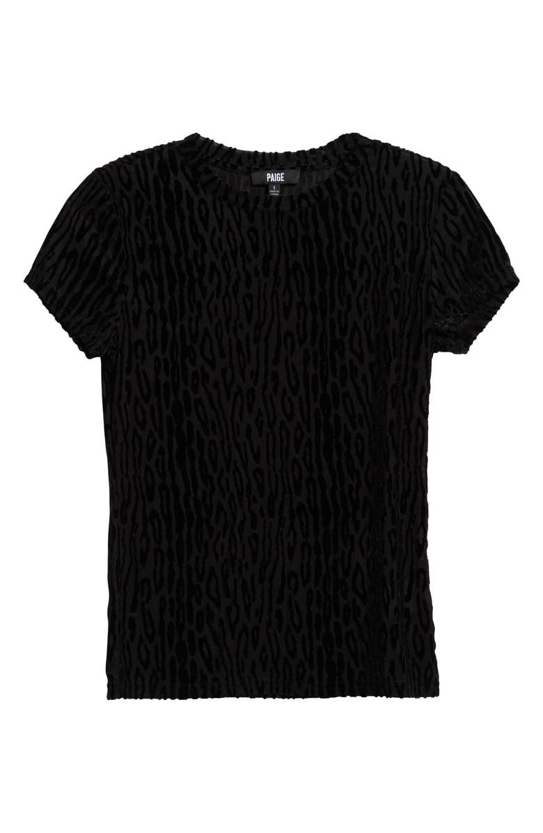 PAIGE Eisa Leopard Velvet Burnout T-Shirt, Alternate, color, Black