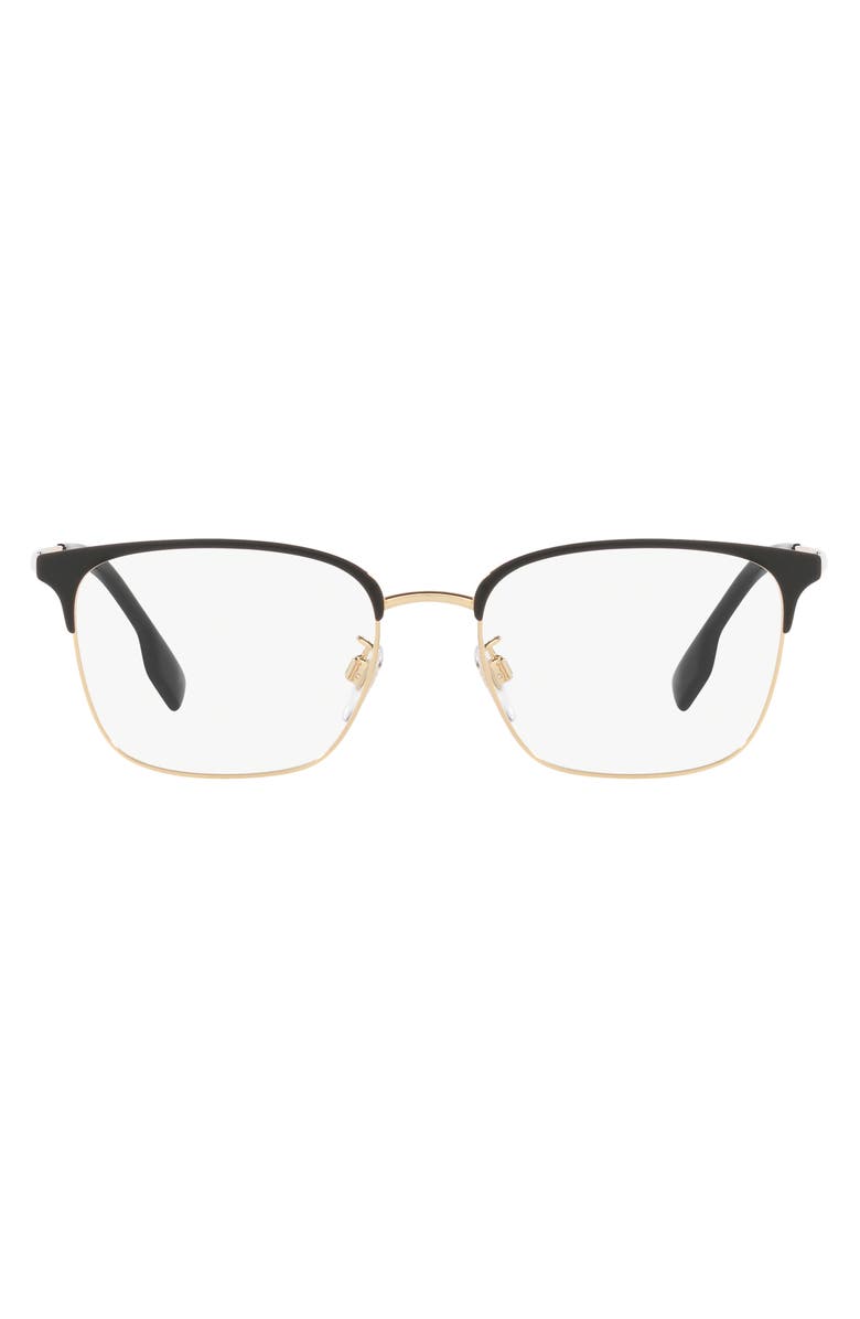 Burberry 53mm Square Optical Glasses, Main, color, Matte Black/ Gold / Demo Lens