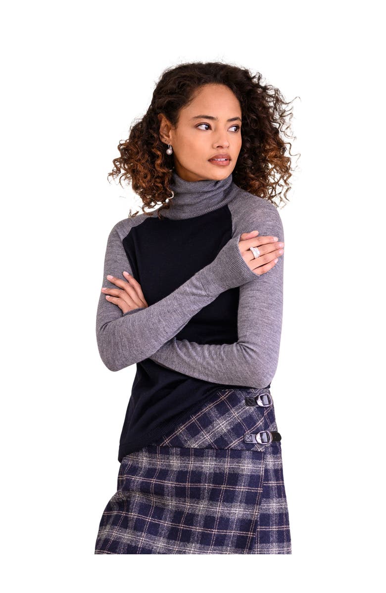 Celtic
Co. Merino Colour Block Roll Neck Sweater, Alternate, color, Navy / Grey