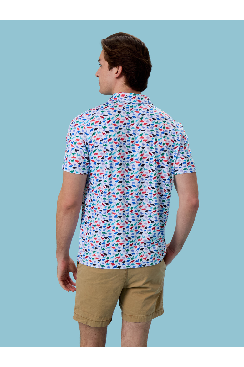 Knit Short Sleeve Performance Polo, Alternate, color, Dino Roar