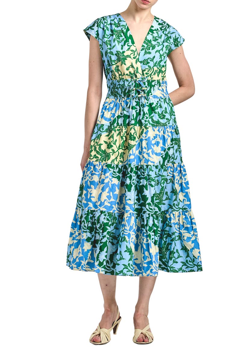Fatima A-Line Dress, Main, color, BLUE BOTANICAL