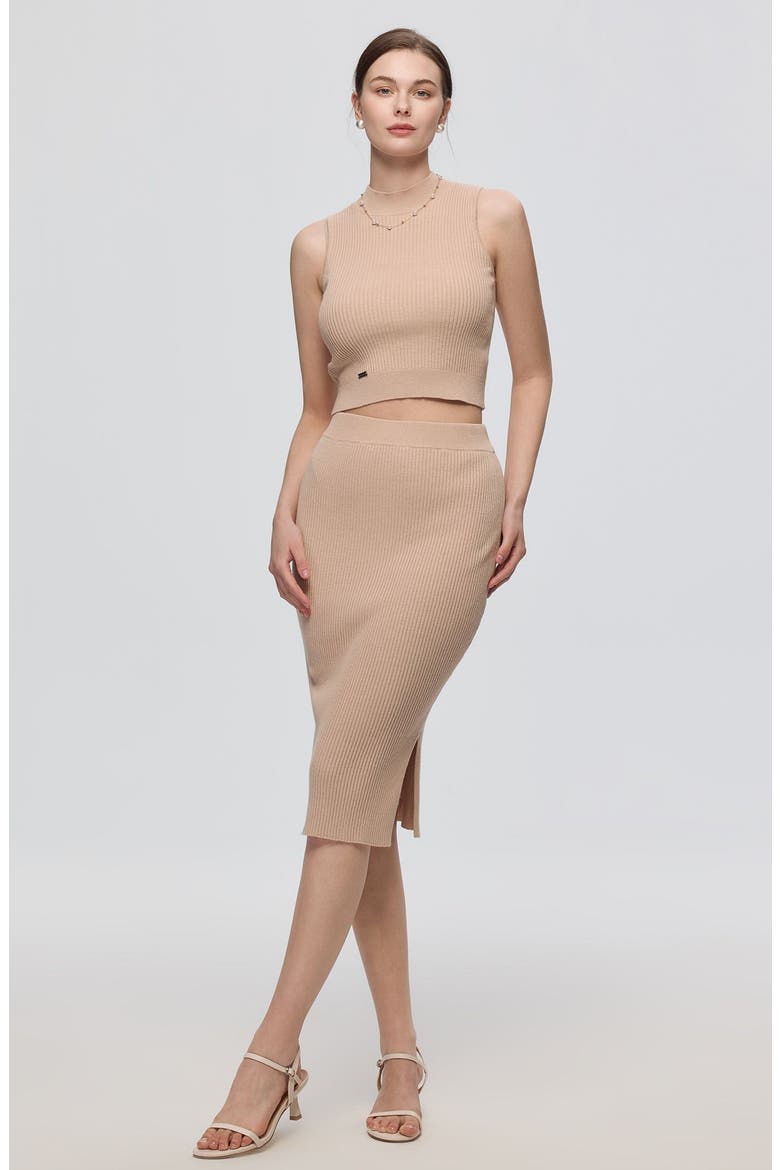 Sera Rib Knit Skirt, Main, color, Tan