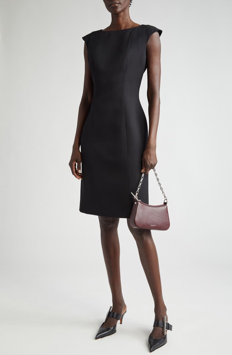 McQueen Cap Sleeve Wool Twill Dress, Main, color,