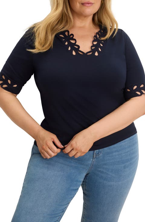 Rococo Edge Knit Shirt (Plus)