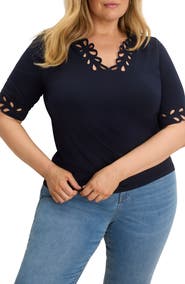 NIC+ZOE Rococo Edge Knit Shirt