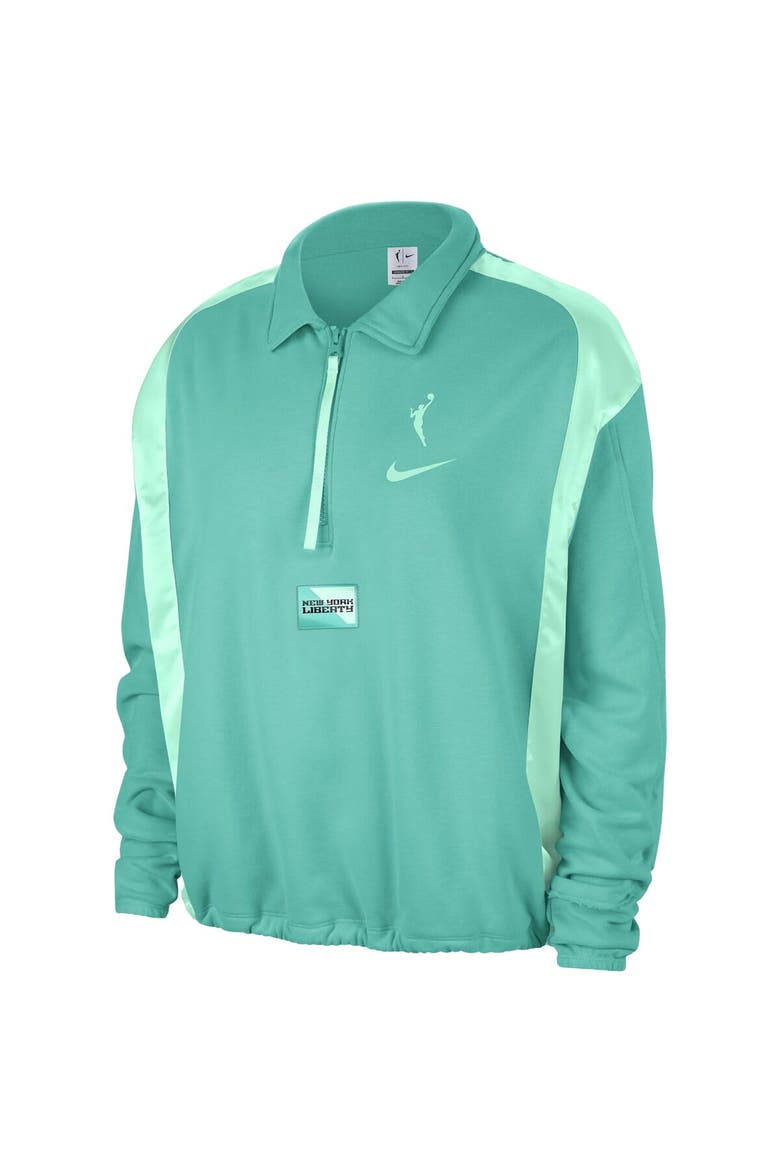 Women's Nike  Mint New York Liberty Basketball Fleece Quarter-Zip Performance Pullover, Alternate, color, Mint