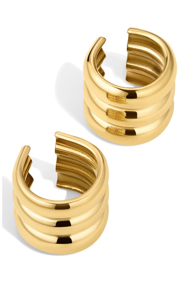 The Ridged Positano Set of 2 Ear Cuffs, Main, color, GOLD