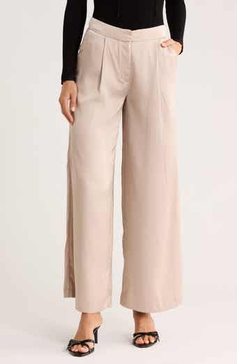 JASON WU Pleated Wide Leg Satin Pants