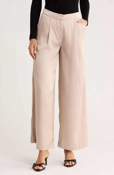 JASON WU Pleated Wide Leg Satin Pants