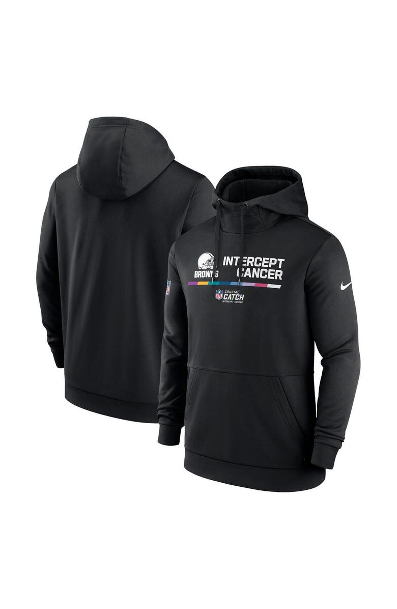 Nike Men's Nike Black Cleveland Browns 2022 NFL Crucial Catch Therma Performance Pullover Hoodie, Main, color, 