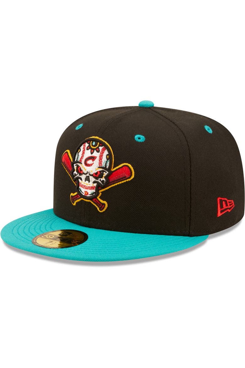 Men's New Era Black/Turquoise Veleros de Columbus Copa De La Diversion 59FIFTY Fitted Hat, Main, color, Black