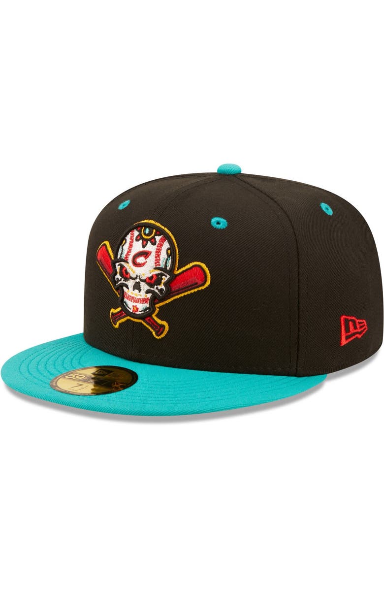 New Era Men's New Era Black/Turquoise Veleros de Columbus Copa De La Diversion 59FIFTY Fitted Hat, Main, color,