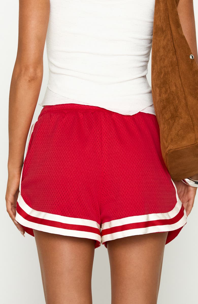 Princess Polly NY Trackstar Mesh Drawstring Shorts, Alternate, color, Red