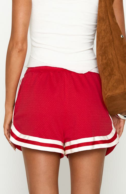 Princess Polly Ny Trackstar Mesh Drawstring Shorts In Red