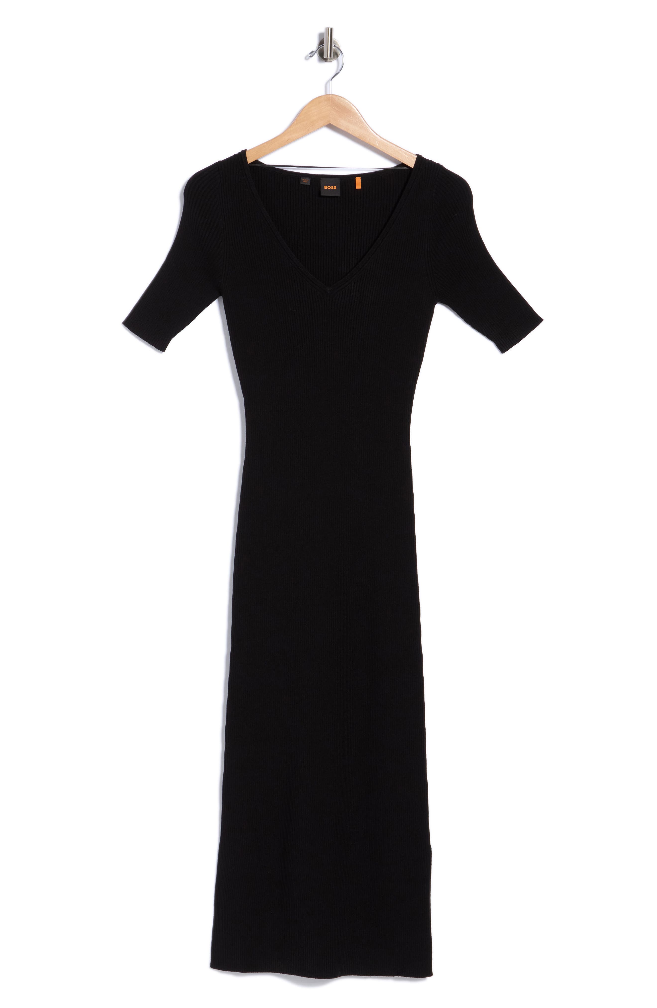 V-Neck Ribbed Midi Dress