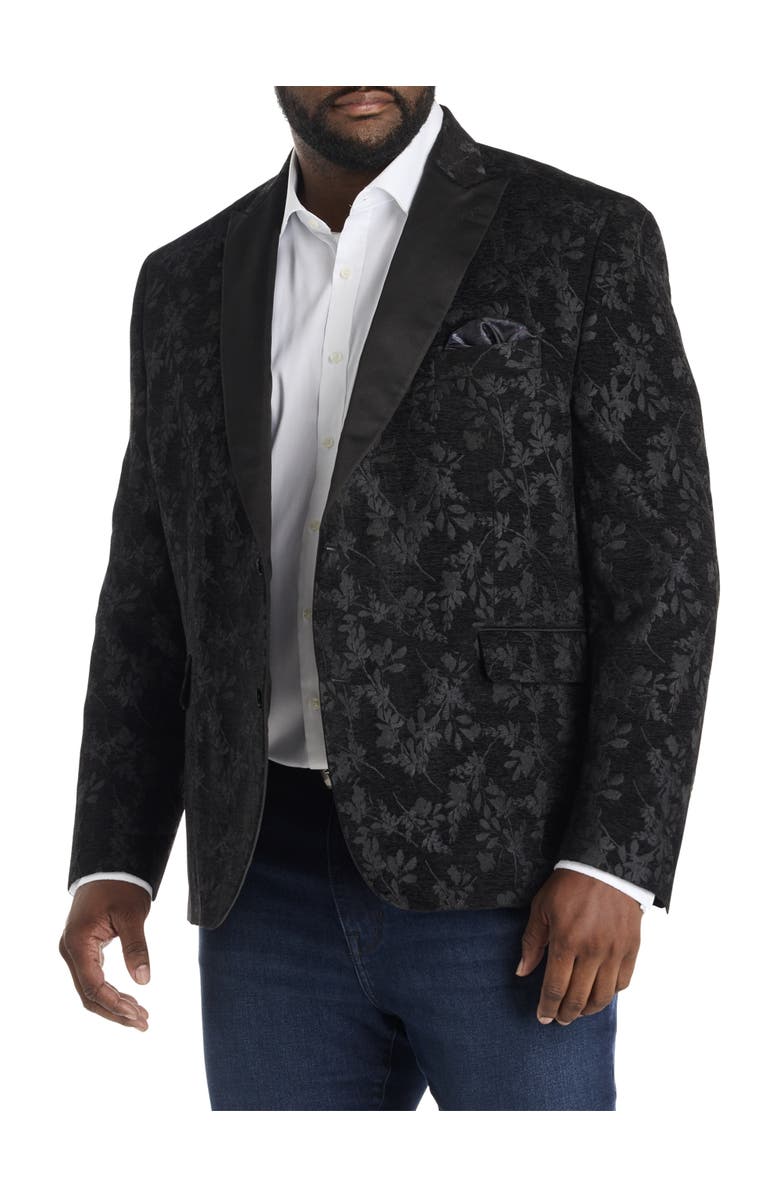 Tallia Big & Tall Velvet Floral Sport Coat, Main, color, Black