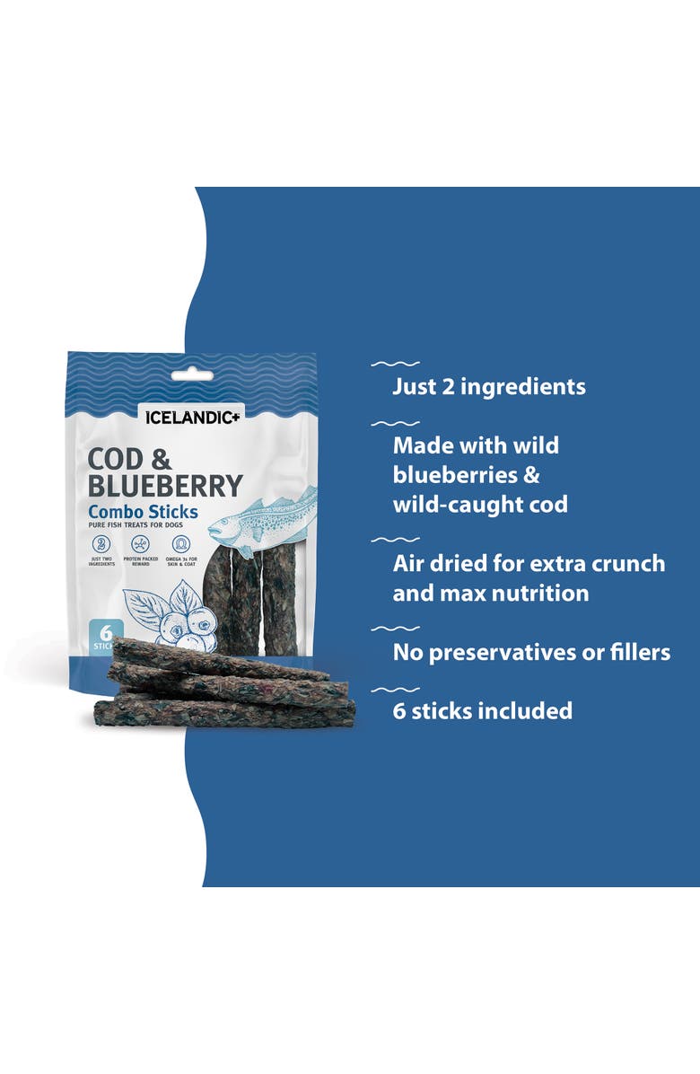 ICELANDIC+ Combo Sticks Cod & Blueberry 2oz, Dog Treats, Alternate, color, Multicolored