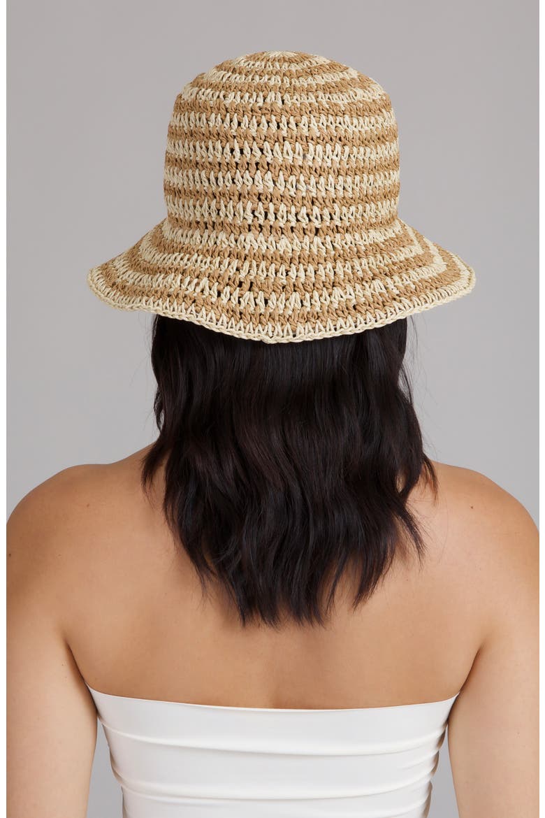 Jonah Crochet Straw Bucket Hat, Alternate, color, NATURAL/ CAMEL